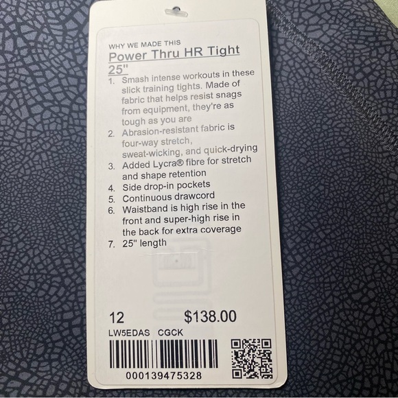 Lululemon Power Thru HR Tight 25” Size 12 - Picture 7 of 8